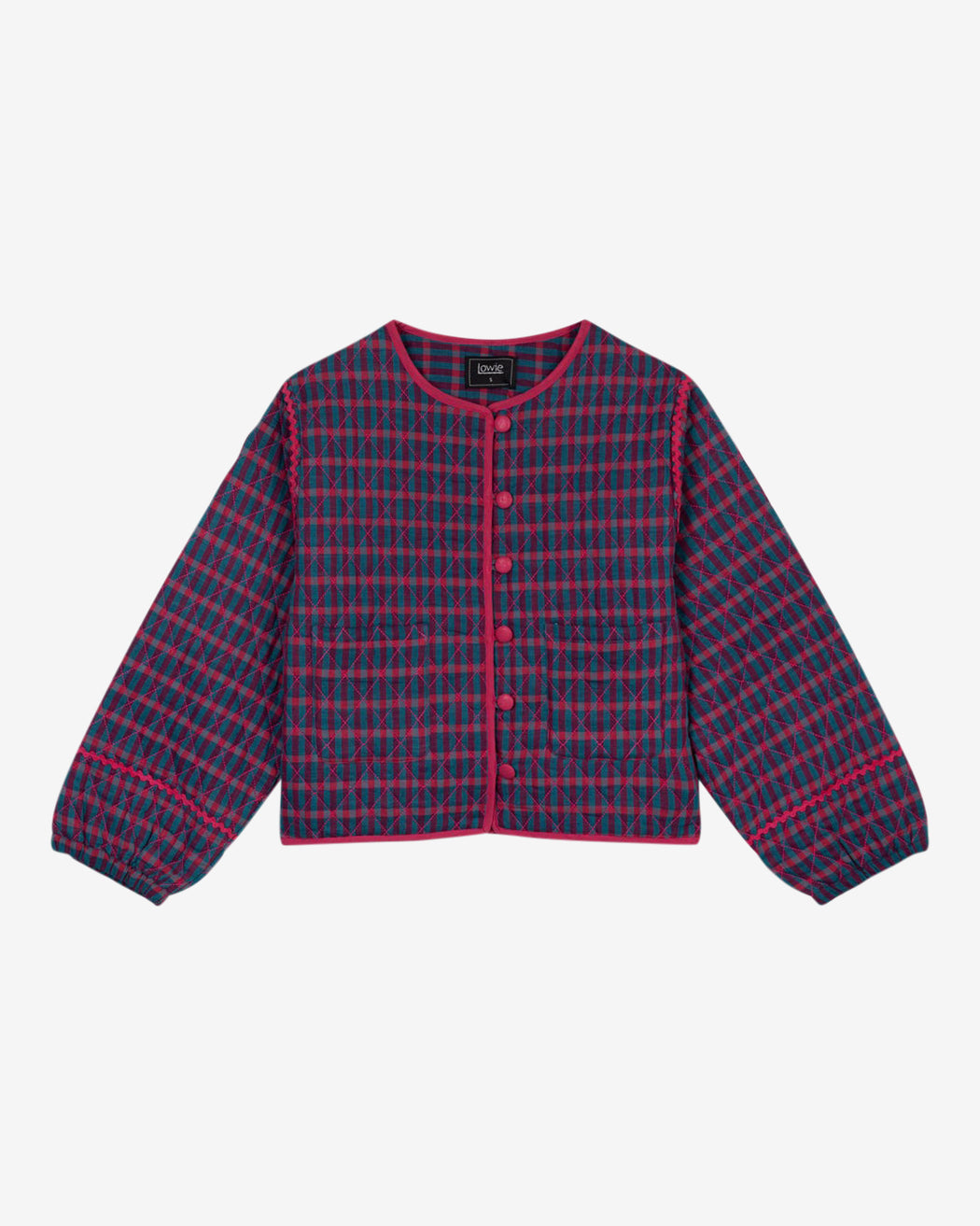 Lowie Teal and Red Check Quilted Jacket