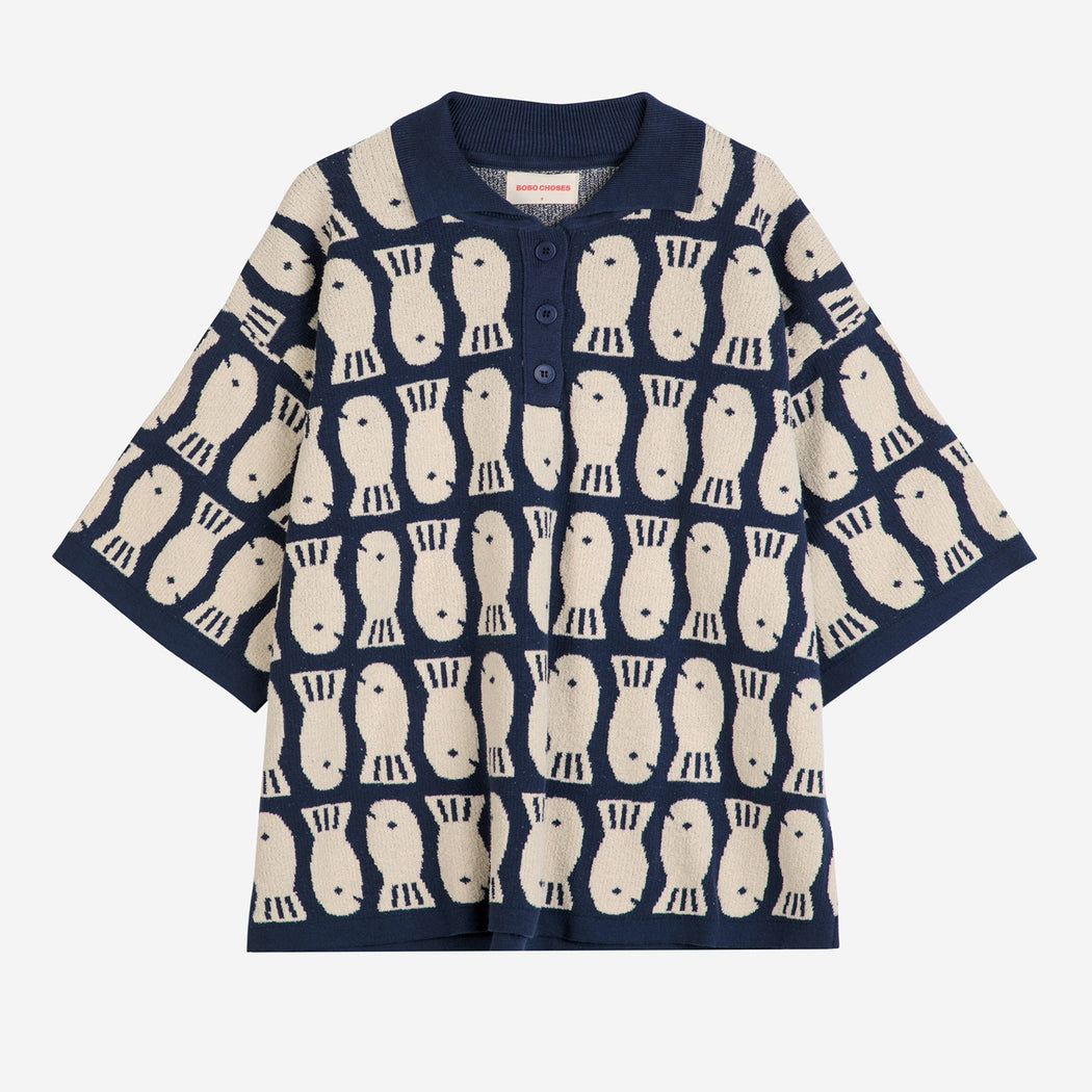 Bobo Choses Lucky Fish Knitted Polo Top