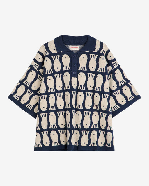 Bobo Choses Lucky Fish Knitted Polo Top