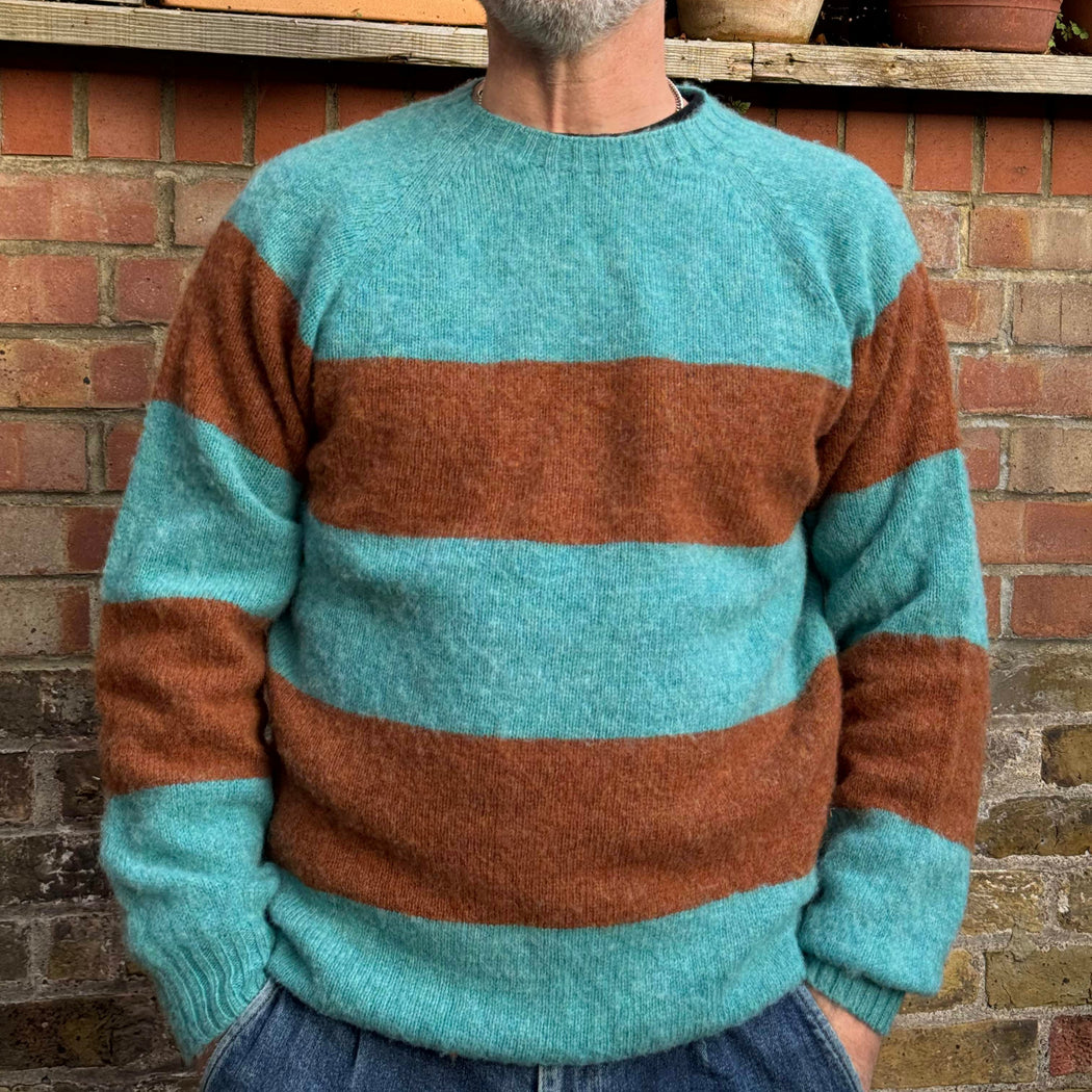 Lowie Mens Mocha + Sky Striped Jumper