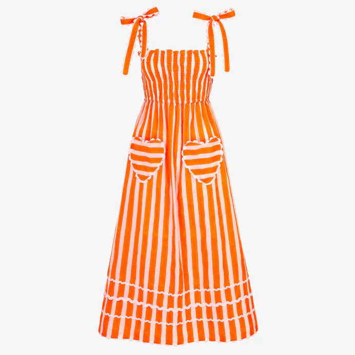 Pink City Prints Neon Orange Stripe Immy Dress