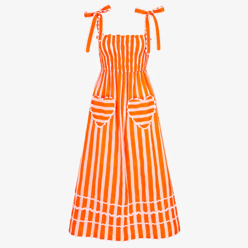 Pink City Prints Neon Orange Stripe Immy Dress