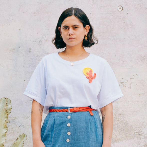 Lowie White Crochet Cactus T-Shirt