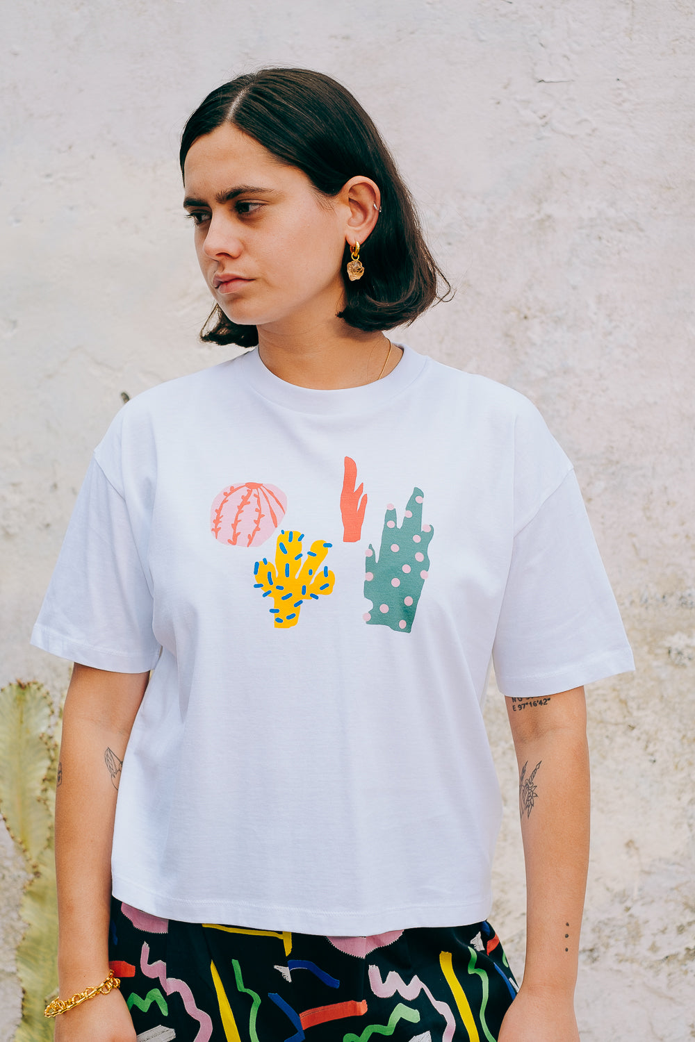 Miss Pompom White Cacti T-shirt