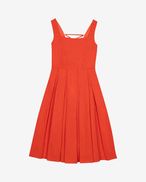 Lowie Cotton Linen Tomato Lace Back Dress