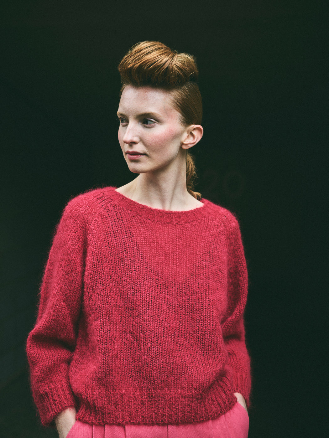 Lowie Red Mohair Cropped Jumper