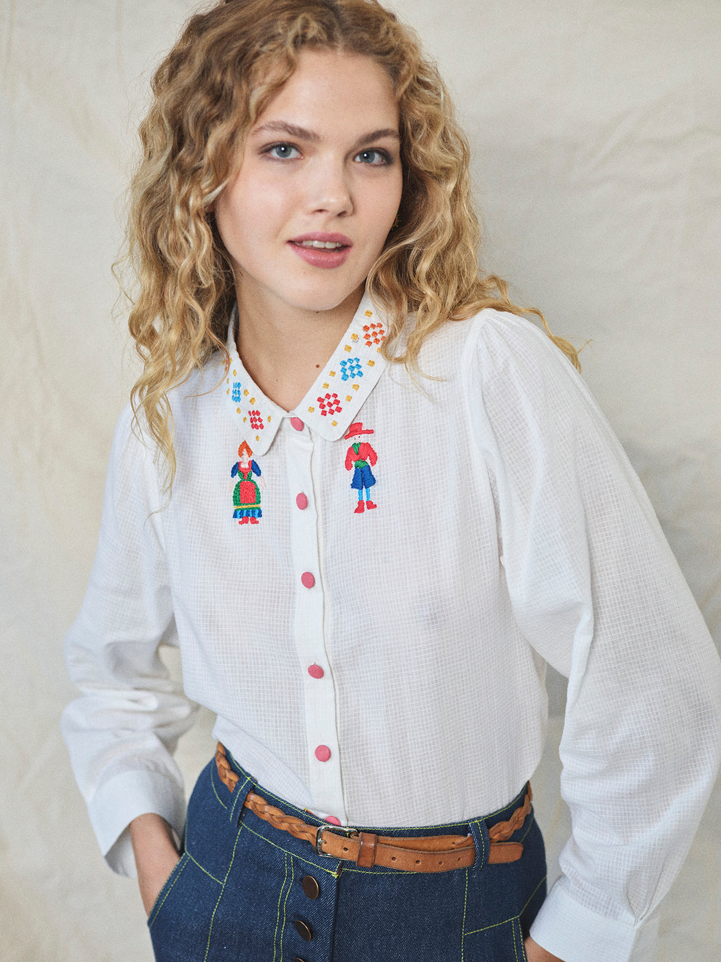 Lowie Folk People Embroidered Blouse