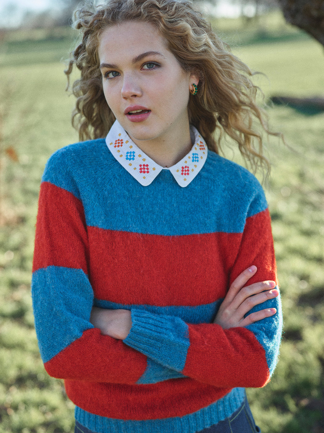 Lowie Blue + Red Stripe Scottish Jumper