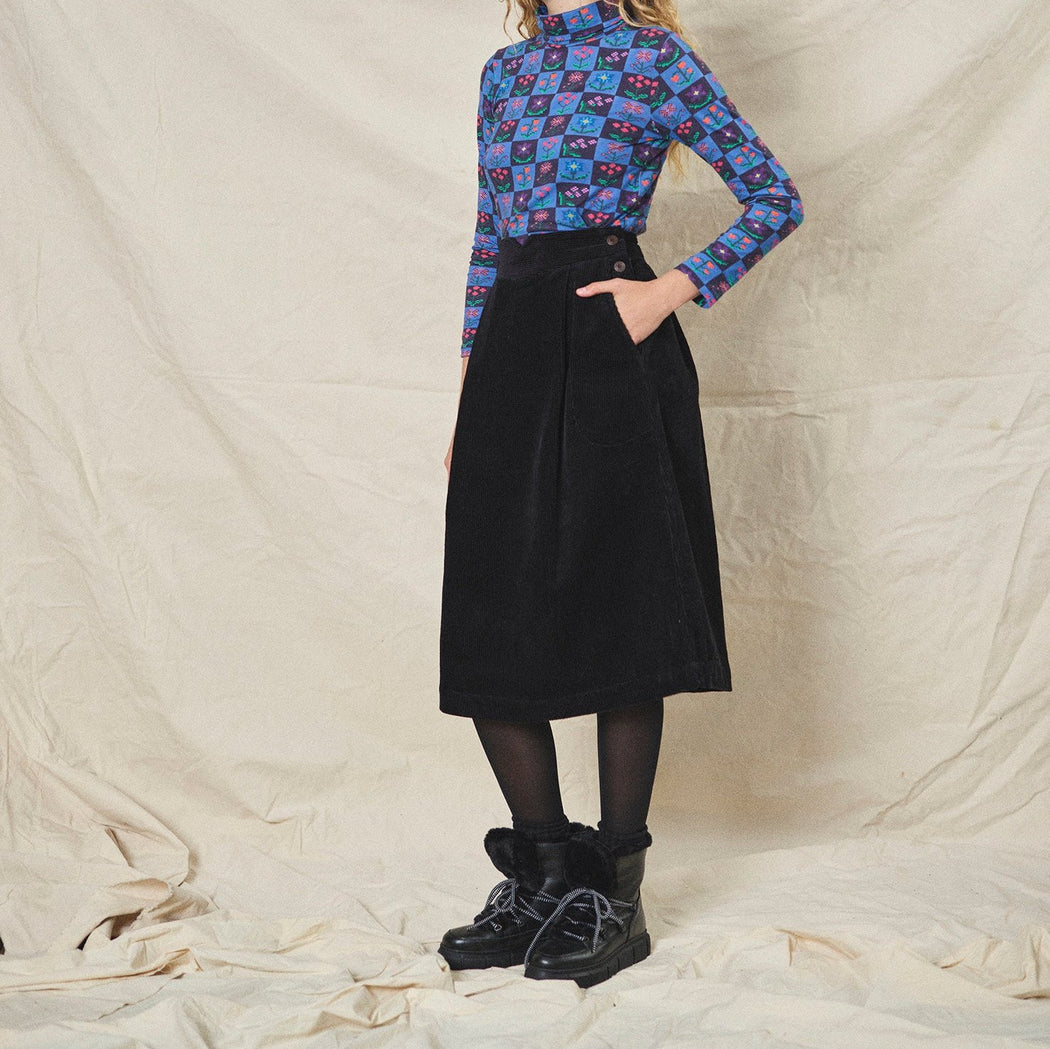 Lowie Black Corduroy Skirt