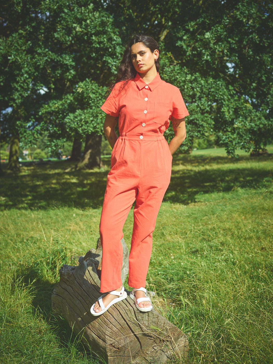 Lowie Cotton Linen Tomato Boilersuit