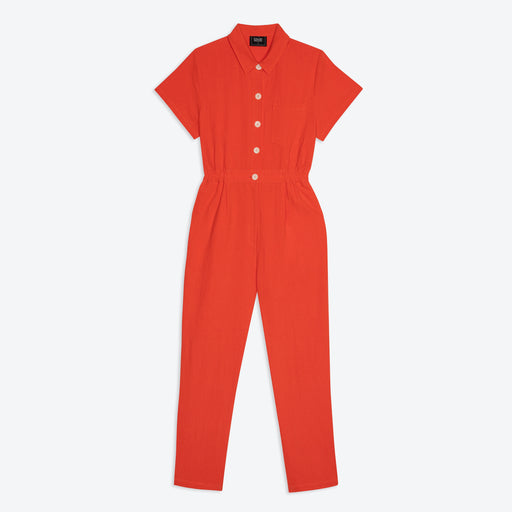 Lowie Cotton Linen Tomato Boilersuit