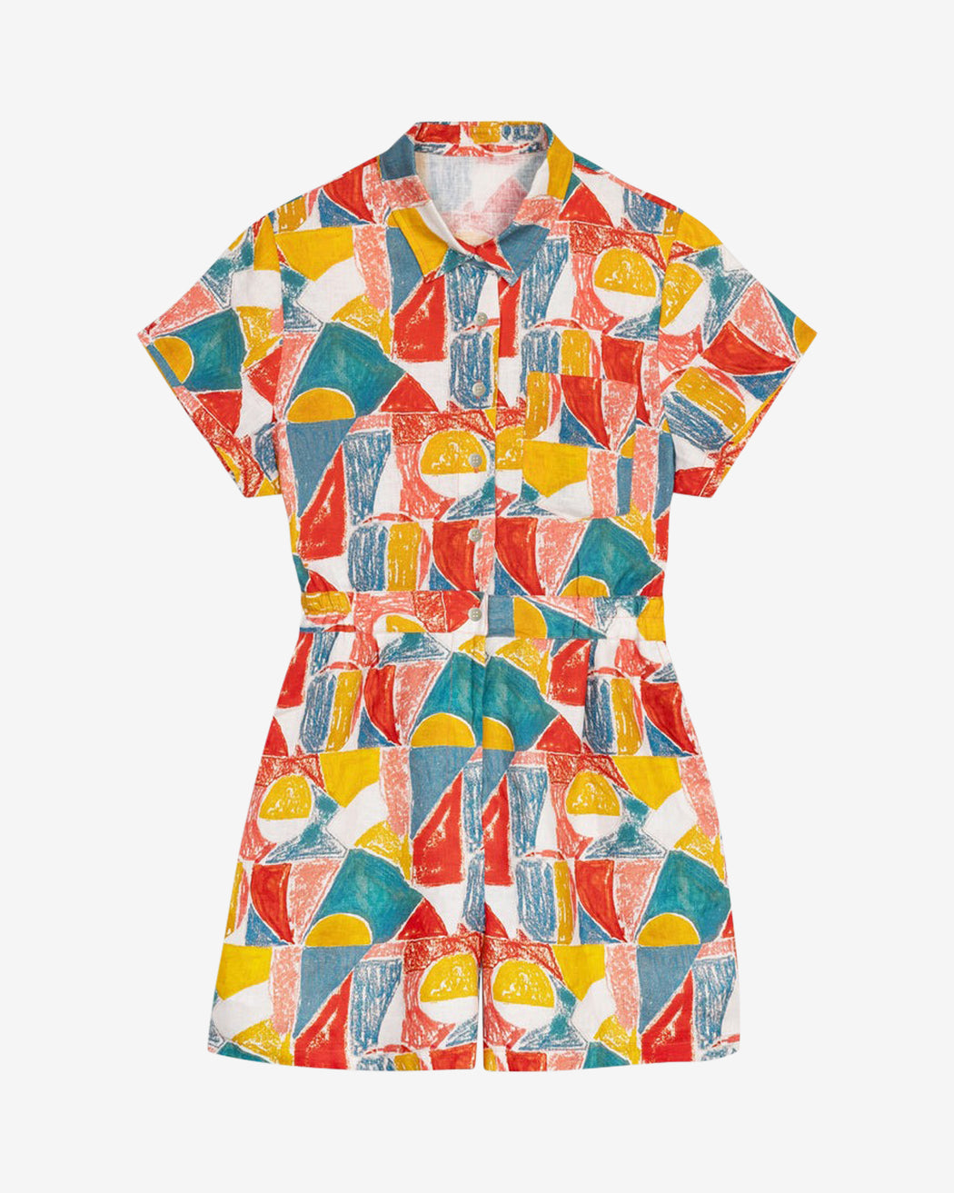 Lowie Margot Print Linen Playsuit