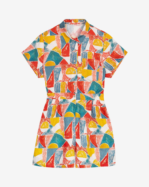 Lowie Margot Print Linen Playsuit