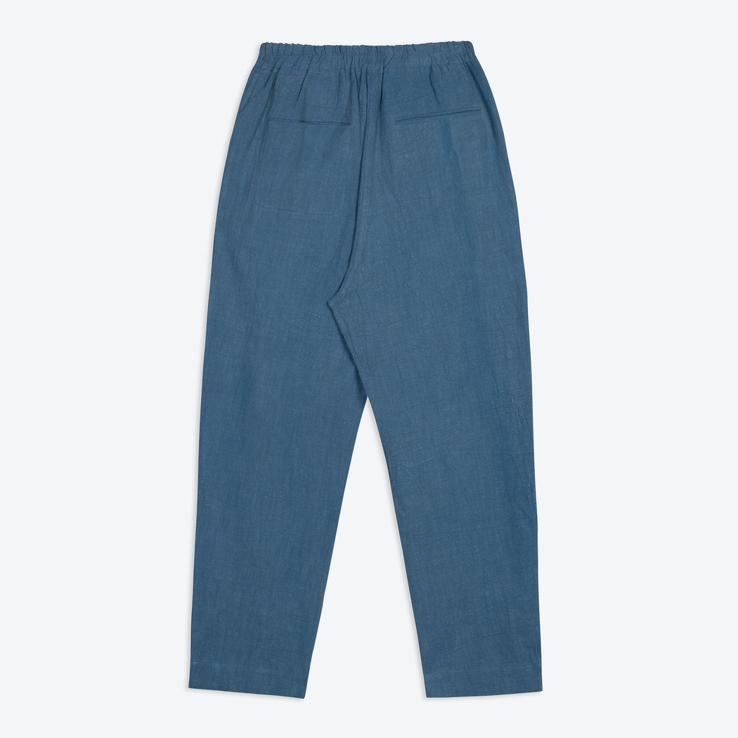 Lowie Cotton Linen Washed Blue Trousers