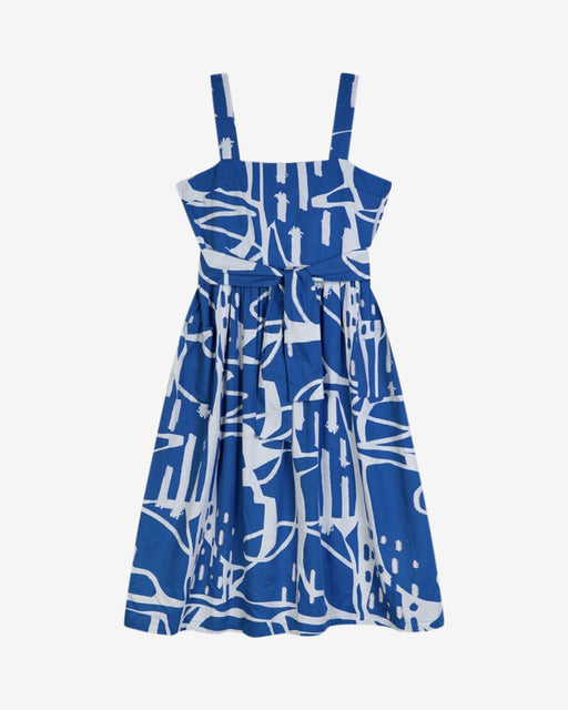 Miss Pompom Blue Paintsplash Strappy Sun dress