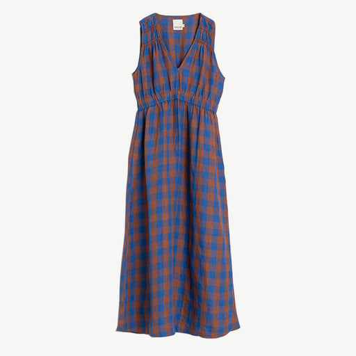 Indi & Cold Cotton Linen Blue Check Dress