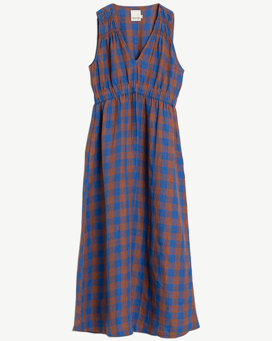 Indi & Cold Cotton Linen Blue Check Dress