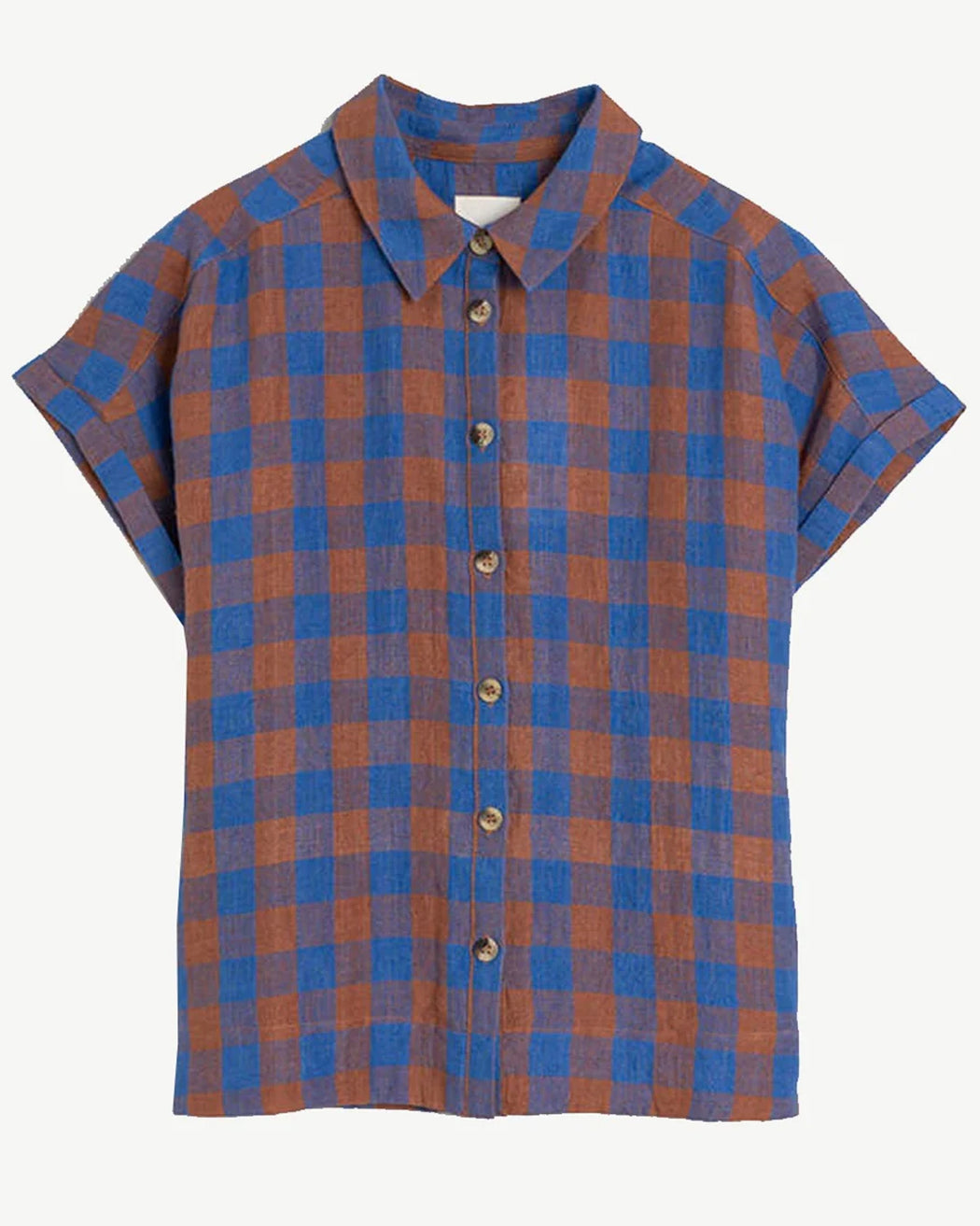 Indi & Cold Azul Linen Cotton Check Shirt