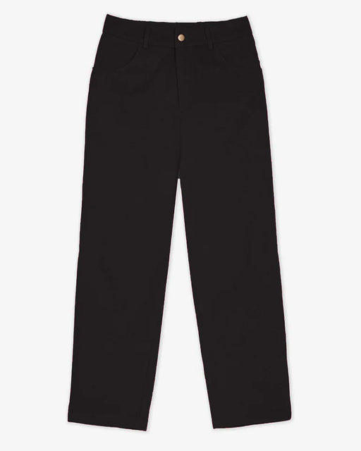 Lowie Black Cotton Drill Flat Front Trouser