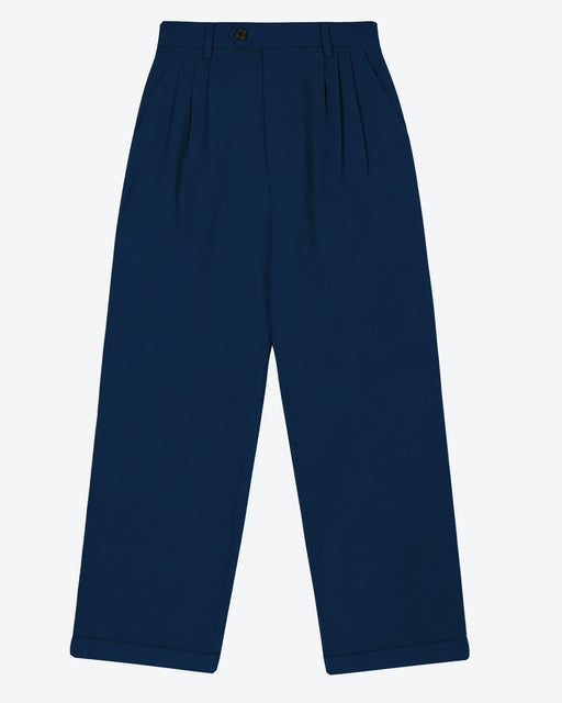 Lowie Drill Navy Pleat Front Trouser