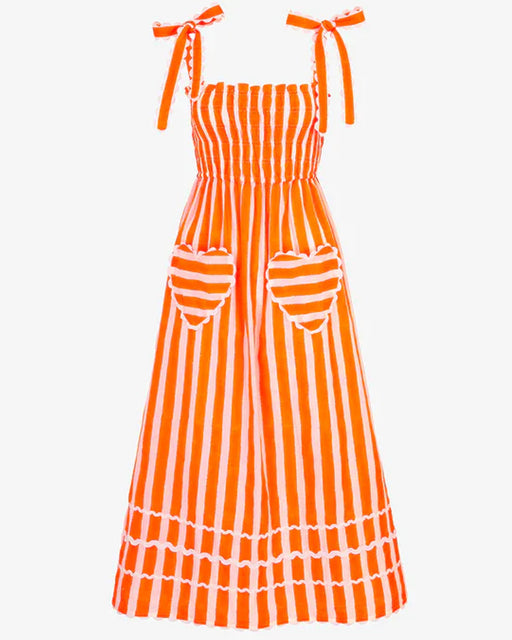 Pink City Prints Neon Orange Stripe Immy Dress