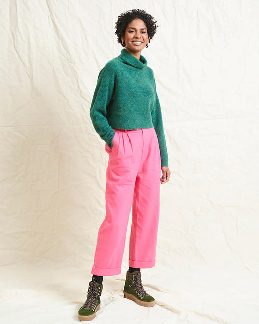 Lowie Pink Drill Pleat Front Trouser