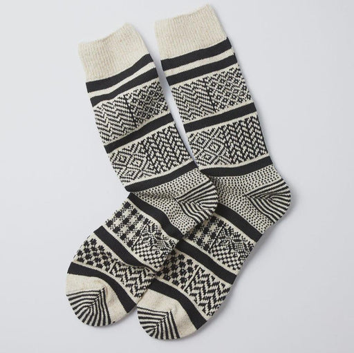 Rototo Multi Jacquard Ivory/Blk Socks