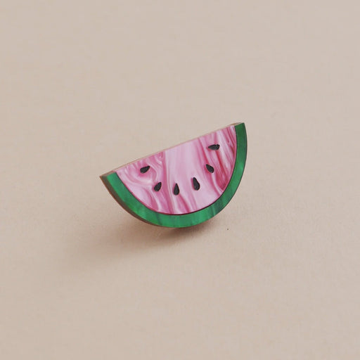 Wolf & Moon Watermelon Pin